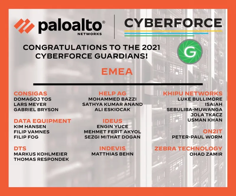 CYBERFORCE Guardian 2021 recognition graphic